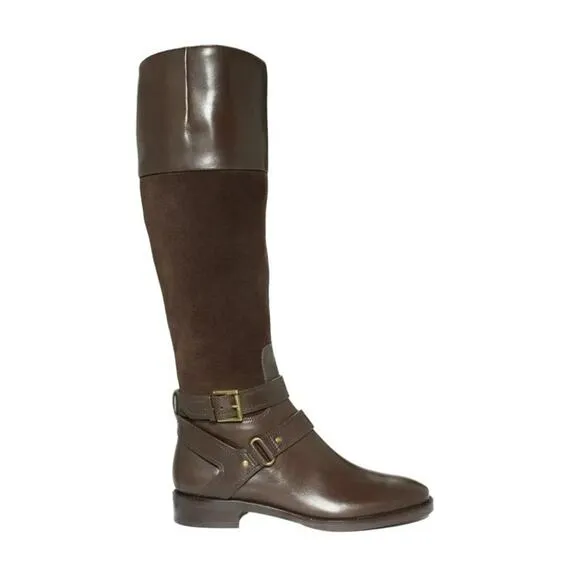 Joan &amp; David Ankle Strap Riding Boots Leather Suede Zadarah Brown Size 8