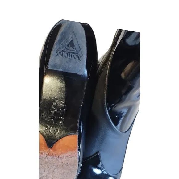 JOHN FLUEVOG POSER Ankle Boots Bootie Mixed Media Patent &amp; Soft Leather ~ Sz 6.5