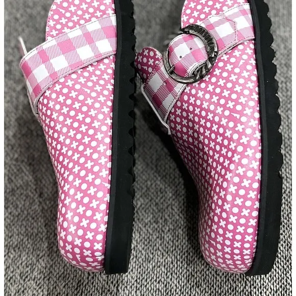 JOHN FLUEVOG Women's Bean Bag Shoes Mules Slip-On Size 12 Pink &amp; White NEW