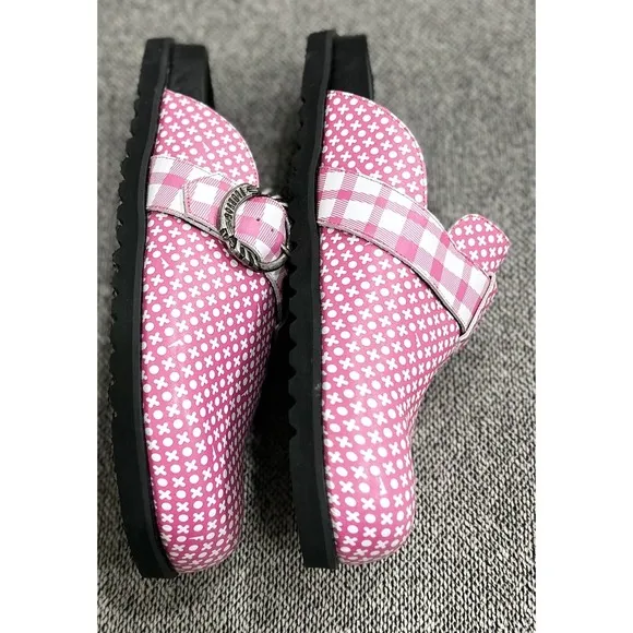 JOHN FLUEVOG Women's Bean Bag Shoes Mules Slip-On Size 12 Pink &amp; White NEW