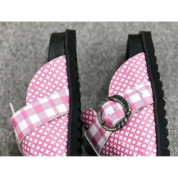 JOHN FLUEVOG Women's Bean Bag Shoes Mules Slip-On Size 12 Pink &amp; White NEW