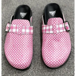 JOHN FLUEVOG Women's Bean Bag Shoes Mules Slip-On Size 12 Pink &amp; White NEW
