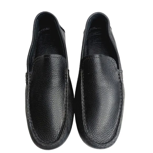 Johnston &amp; Murphy Driving Moccasin Loafers 8.5 M Soft Black Pebbled Leather NEW