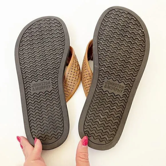 Johnston &amp; Murphy Men's Norris Laser-Weave Flip-Flops Sandals Sz 9M‎ Brown