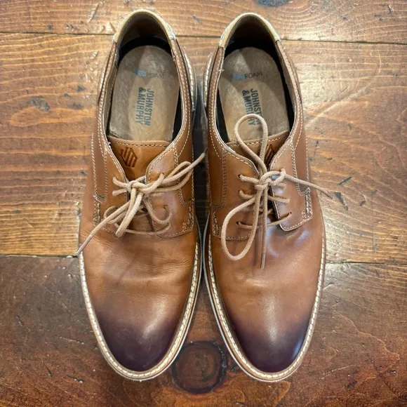 Johnston &amp; Murphy Trufoam- Men's Tan Leather Dress Shoes - size 10