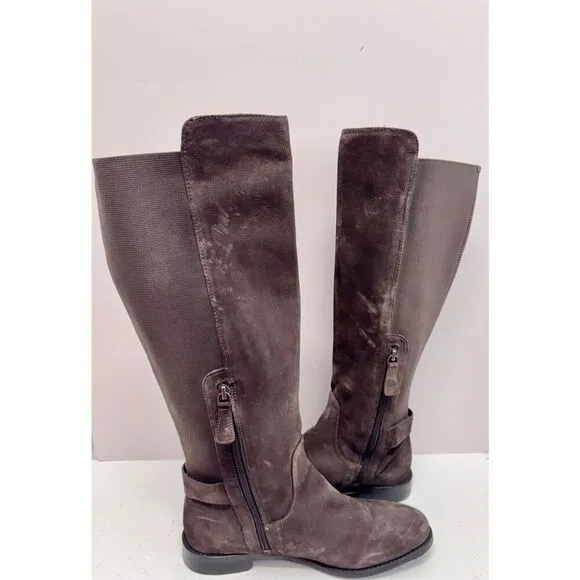 Johnston &amp; Murphy Tall Boots Size 8 Brown Distressed Leather Block Heel