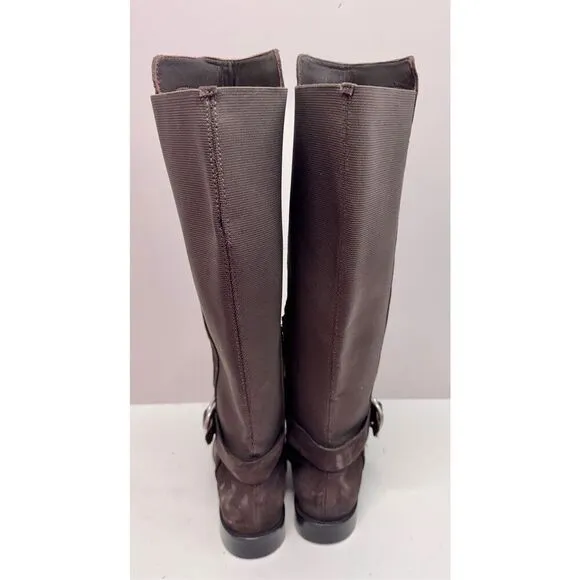 Johnston &amp; Murphy Tall Boots Size 8 Brown Distressed Leather Block Heel