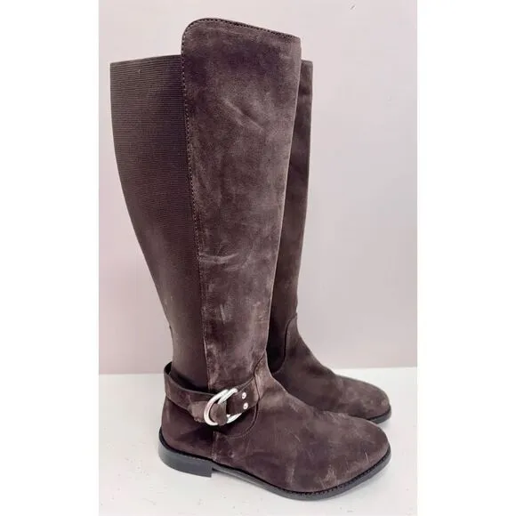Johnston &amp; Murphy Tall Boots Size 8 Brown Distressed Leather Block Heel