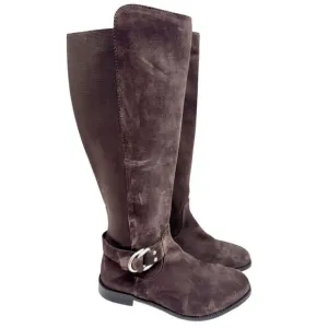 Johnston &amp; Murphy Tall Boots Size 8 Brown Distressed Leather Block Heel