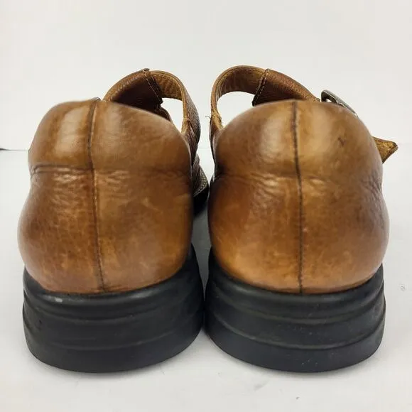 Johnston Murphy Men's Fisherman Sandals 10 M Brown Soft Pebbled Leather Shoes