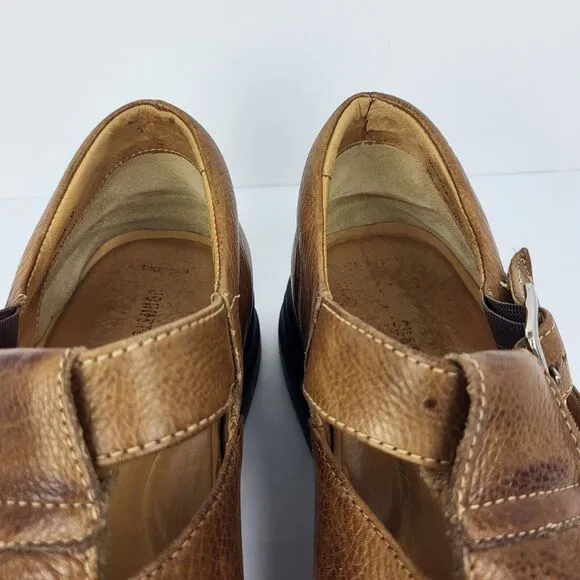 Johnston Murphy Men's Fisherman Sandals 10 M Brown Soft Pebbled Leather Shoes
