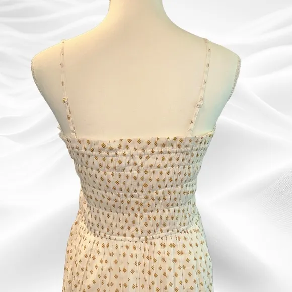 Joie Lesse Midi Dress in Porcelain‎ Multi White Size Large Smocked