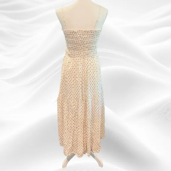 Joie Lesse Midi Dress in Porcelain‎ Multi White Size Large Smocked