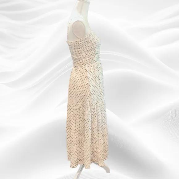 Joie Lesse Midi Dress in Porcelain‎ Multi White Size Large Smocked