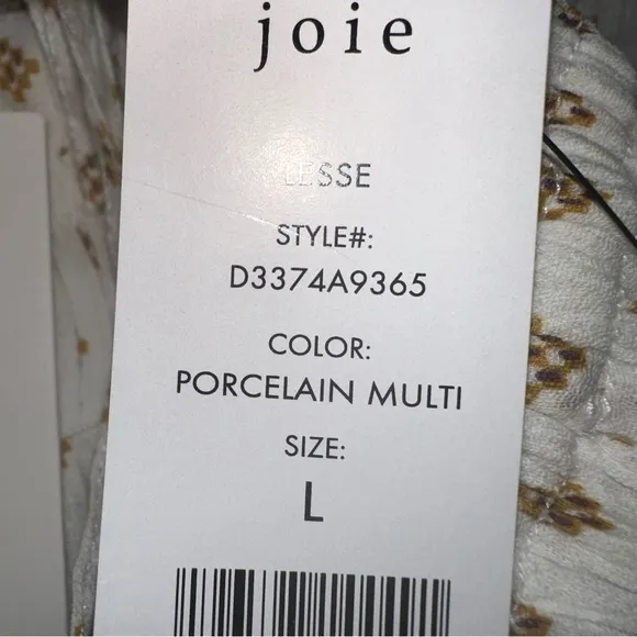 Joie Lesse Midi Dress in Porcelain‎ Multi White Size Large Smocked