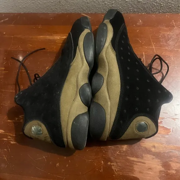 Jordan Athletic Shoes Black and Olive Retro 13 Olive Original