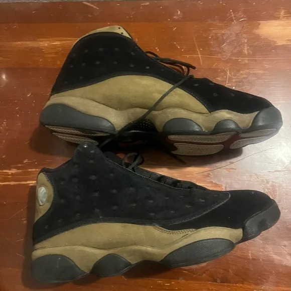 Jordan Athletic Shoes Black and Olive Retro 13 Olive Original