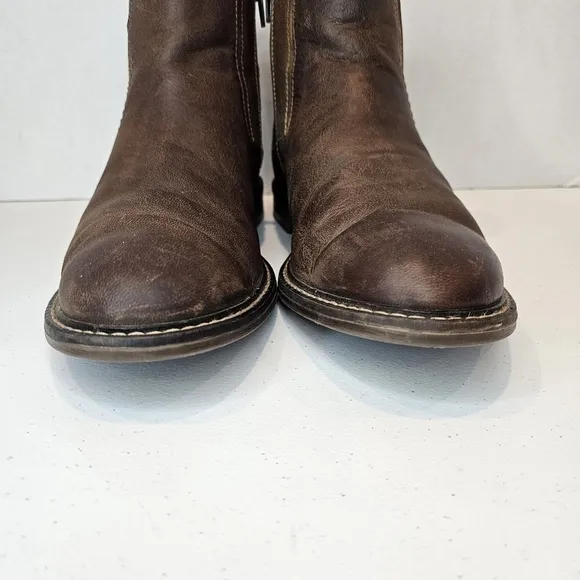 Josef Seibel Men Brown Leather Ankle Boots Size 45 US 11.5 Zip Up Casual Preppy