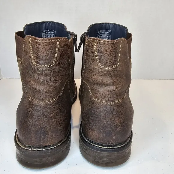 Josef Seibel Men Brown Leather Ankle Boots Size 45 US 11.5 Zip Up Casual Preppy
