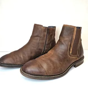 Josef Seibel Men Brown Leather Ankle Boots Size 45 US 11.5 Zip Up Casual Preppy
