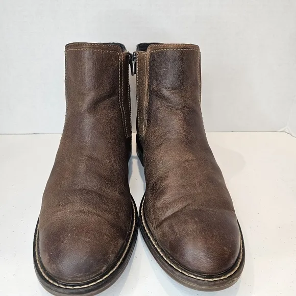 Josef Seibel Men Brown Leather Ankle Boots Size 45 US 11.5 Zip Up Casual Preppy