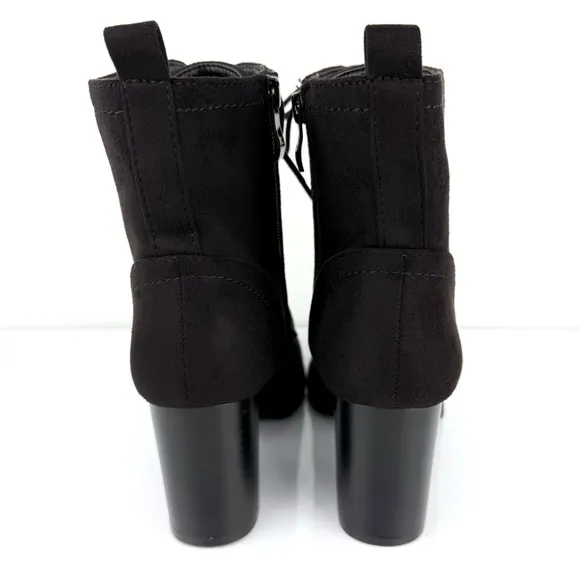 Journee Collection Women's Baylor Block Heel Lace Up Booties Black Size 8