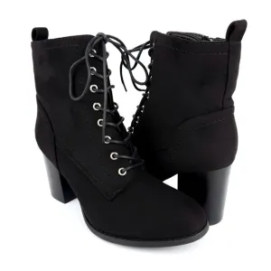 Journee Collection Women's Baylor Block Heel Lace Up Booties Black Size 8