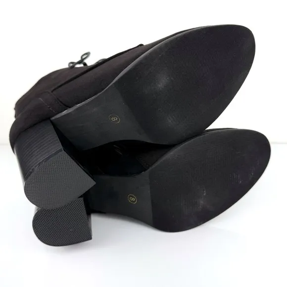 Journee Collection Women's Baylor Block Heel Lace Up Booties Black Size 8