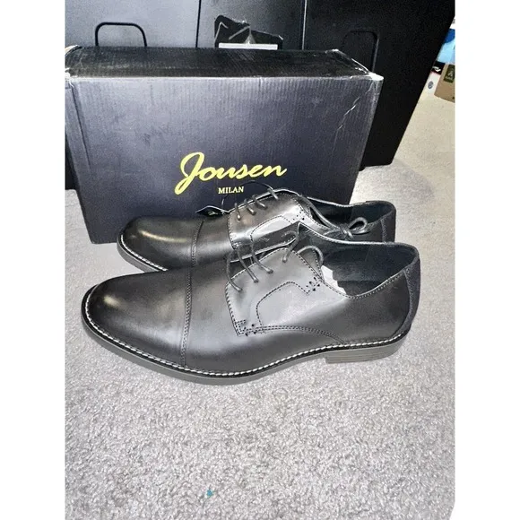 Jousen Milan Amy Black Leather Shoe Formal Casual Brogue Oxford Size 12 Lace-up