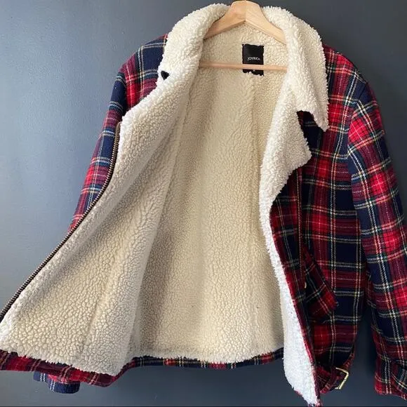 Joyrich Plaid Sherpa Wool Jacket Sz Medium