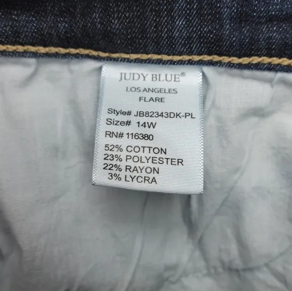 Judy Blue Lily High Rise Hem Flare Plus Jeans Size 14W