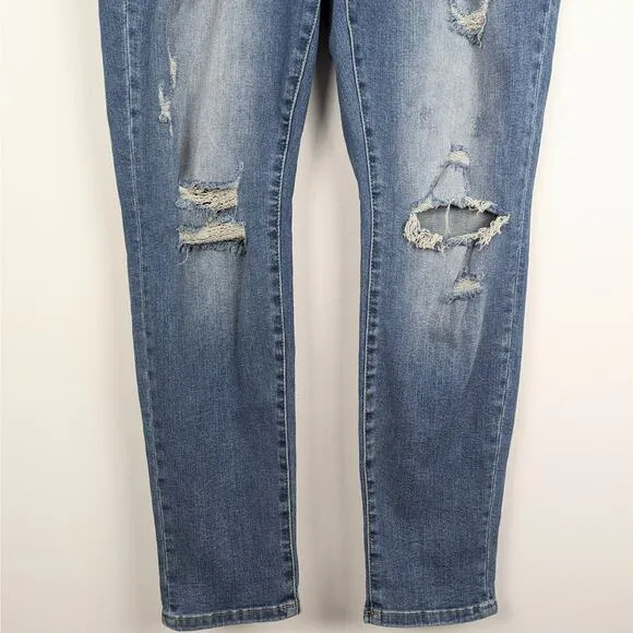 Judy Blue Mid Wash High Rise Distressed Boyfriend Jeans Size 15|32