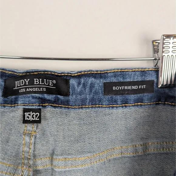 Judy Blue Mid Wash High Rise Distressed Boyfriend Jeans Size 15|32