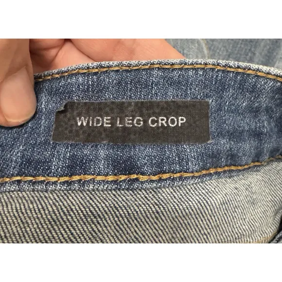 JUDY BLUE Wide Leg Cropped Jeans High Rise Raw Hem Baggy Womens 11/30
