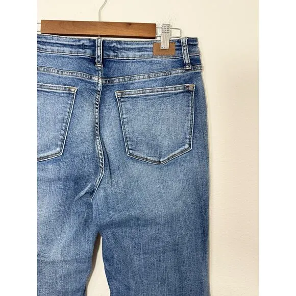 JUDY BLUE Wide Leg Cropped Jeans High Rise Raw Hem Baggy Womens 11/30