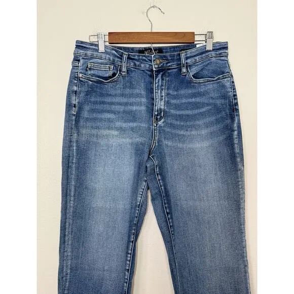 JUDY BLUE Wide Leg Cropped Jeans High Rise Raw Hem Baggy Womens 11/30