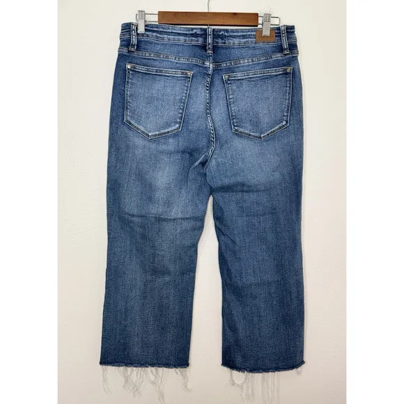 JUDY BLUE Wide Leg Cropped Jeans High Rise Raw Hem Baggy Womens 11/30