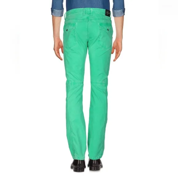 JUST CAVALLI DYED LIGHT GREEN STRAIGHT LEGGED PANTS SIZE 58 MENS RARE