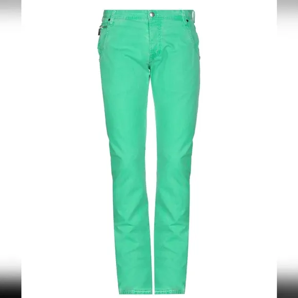 JUST CAVALLI DYED LIGHT GREEN STRAIGHT LEGGED PANTS SIZE 58 MENS RARE
