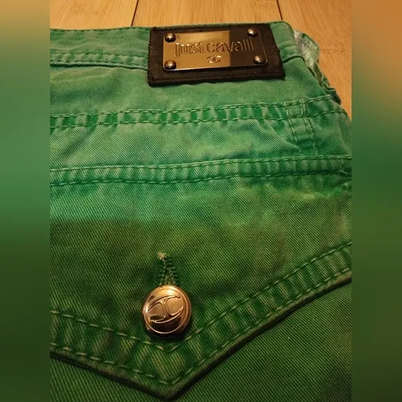 JUST CAVALLI DYED LIGHT GREEN STRAIGHT LEGGED PANTS SIZE 58 MENS RARE