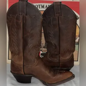 Justin Apache Bay Brown Y2K Leather Cowboy Boots SZ 5