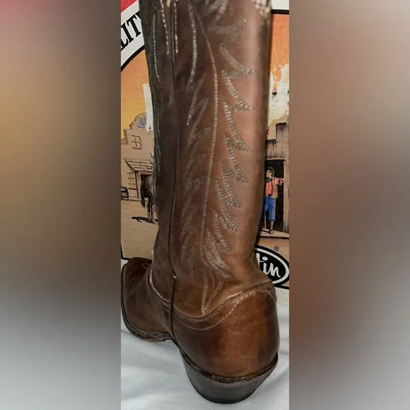 Justin Apache Bay Brown Y2K Leather Cowboy Boots SZ 5