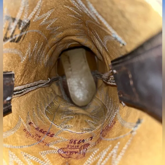 Justin Apache Bay Brown Y2K Leather Cowboy Boots SZ 5