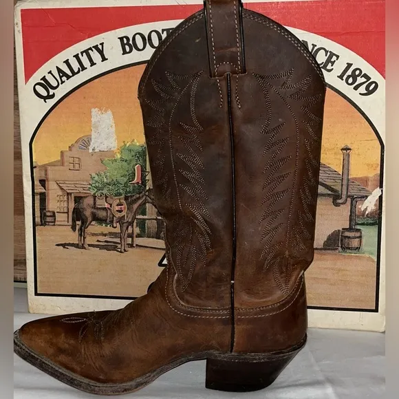 Justin Apache Bay Brown Y2K Leather Cowboy Boots SZ 5