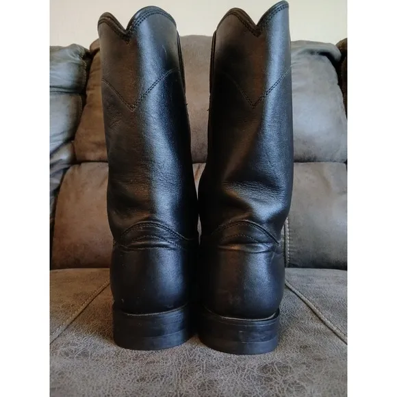 Justin Men's Black Leather Style 3133 Cowboy Western Boots. Sz 10 D #918
