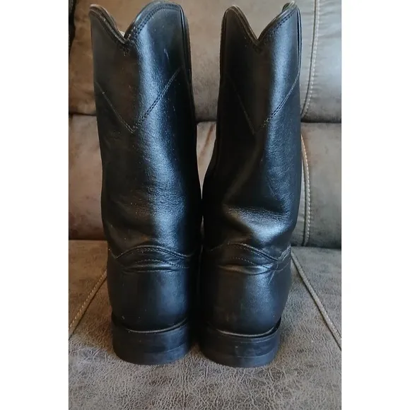 Justin Men's Black Leather Style 3133 Cowboy Western Boots. Sz 10 D #918