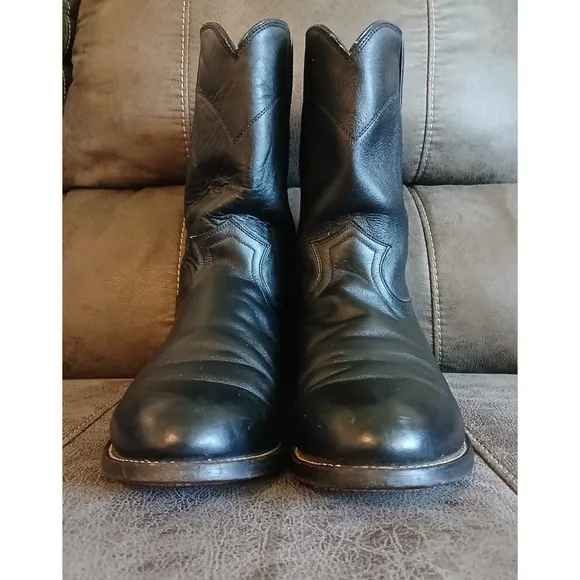 Justin Men's Black Leather Style 3133 Cowboy Western Boots. Sz 10 D #918