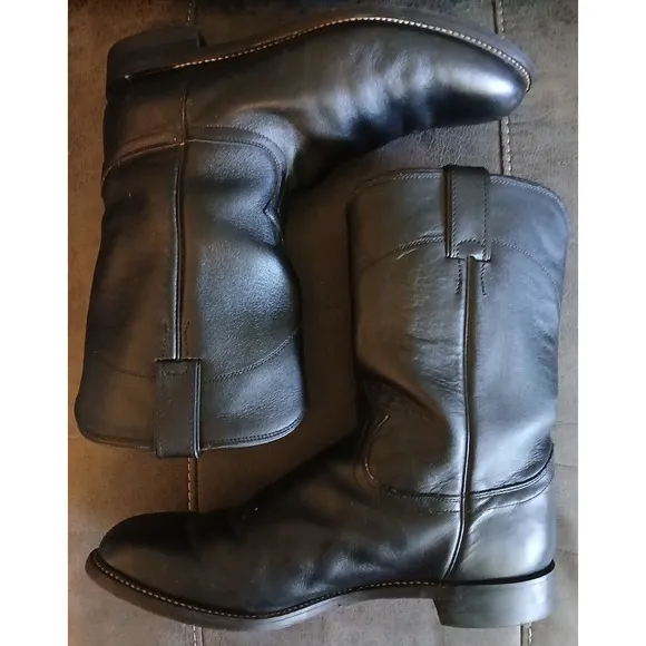 Justin Men's Black Leather Style 3133 Cowboy Western Boots. Sz 10 D #918