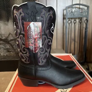 Justin Stampede NWB Youth 3.5 D Leather Square Toe Western Cowboy Boots 2554JR