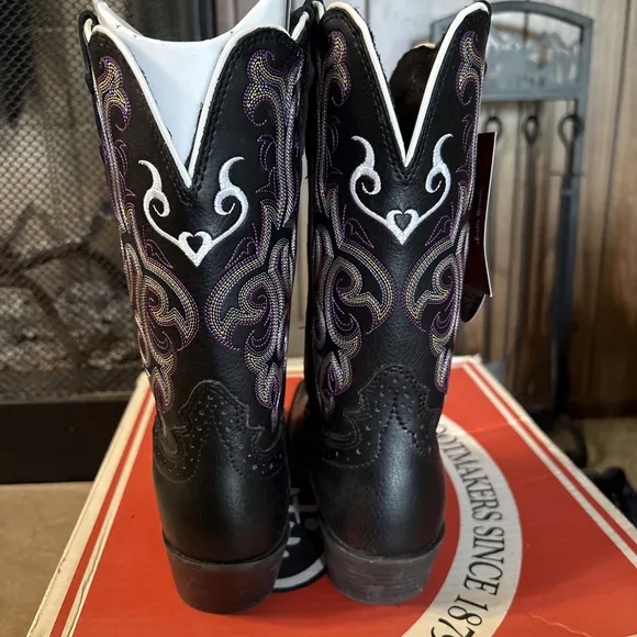 Justin Stampede NWB Youth 3.5 D Leather Square Toe Western Cowboy Boots 2554JR